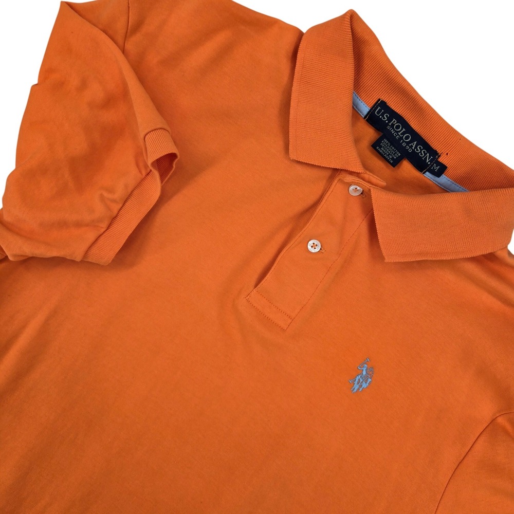 U.S. Polo Assn Medium Orange Short Sleeve Polo Shirt Mens Preppy Classic Fit